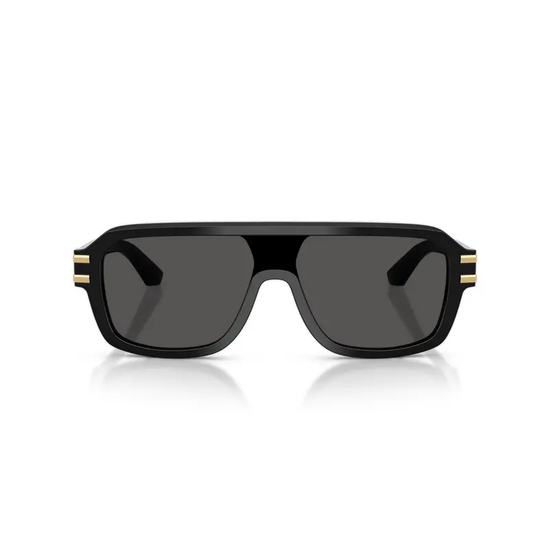 0Dg4507 Rectangular Black Acetate Sunglasses With Gold Accents 1