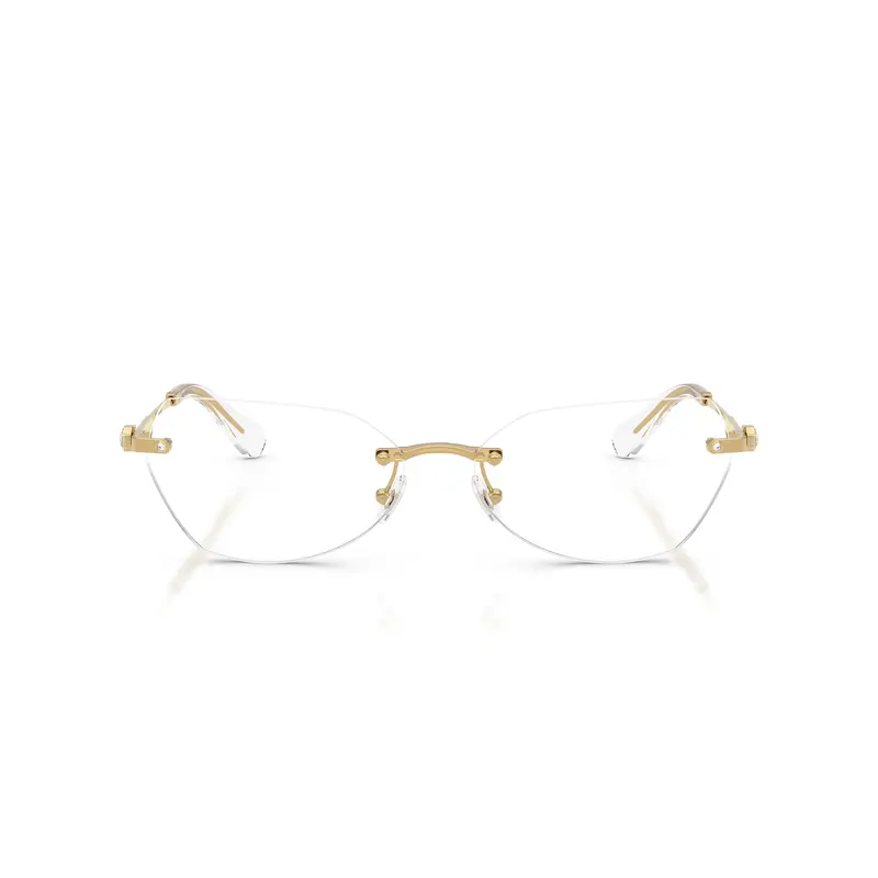 0Sk1031 Rimless Gold Metal Eyeglasses With Textured Temples 1