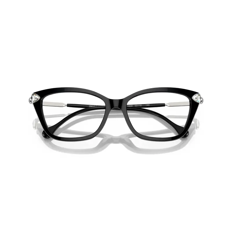 0Sk2011 Black Acetate Cat-Eye Eyeglasses With Crystal Accents 1