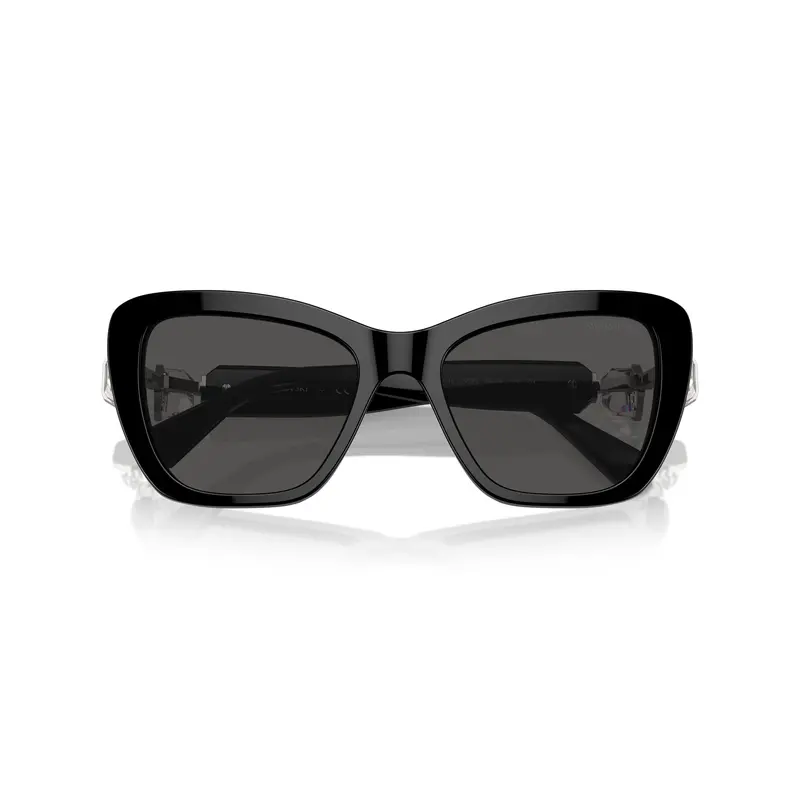 0Sk6018 Oversized Black Cat-Eye Sunglasses With Crystal Embellishments 1