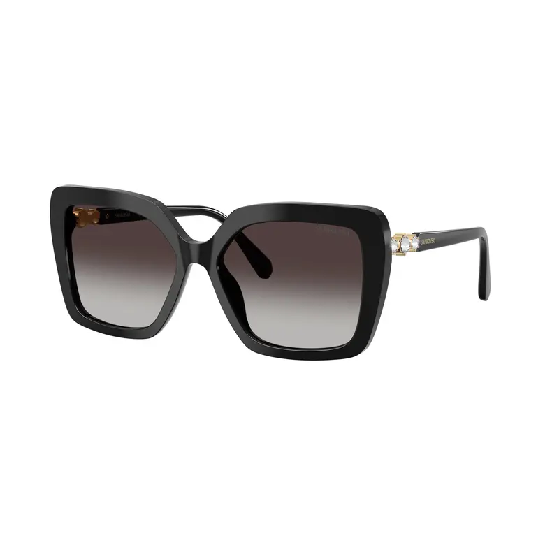 0Sk6049 Oversized Black Acetate Sunglasses With Crystal Accents 1