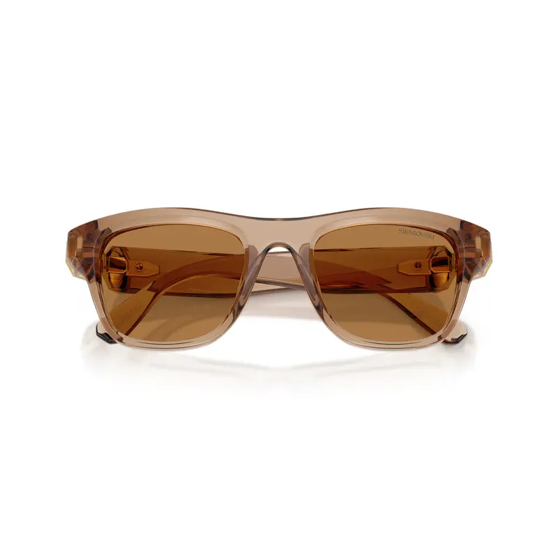 0Sk6056u Translucent Brown Square Sunglasses With Gold-Tone Accents 1