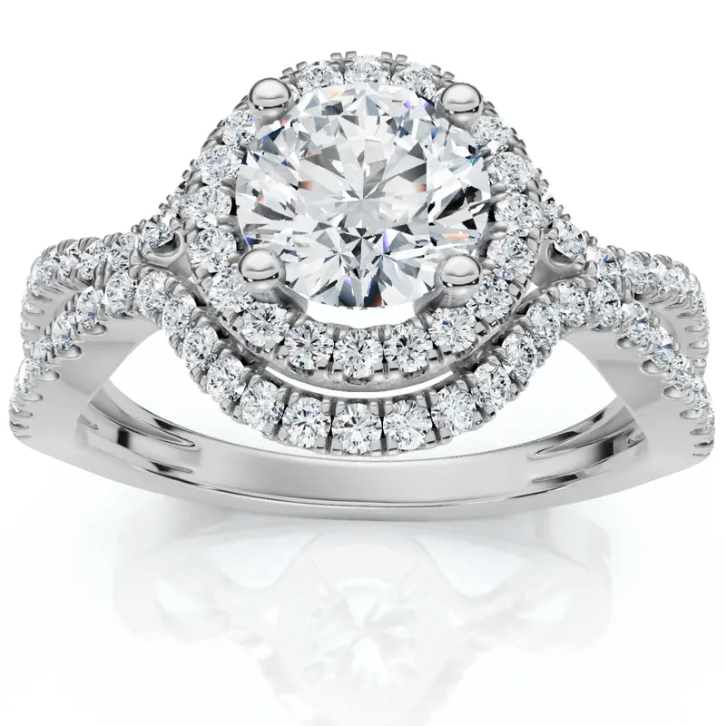 1 1/10Ct Lina Diamond Halo Engagement Ring 14K Gold Or Platinum Lab Grown 1