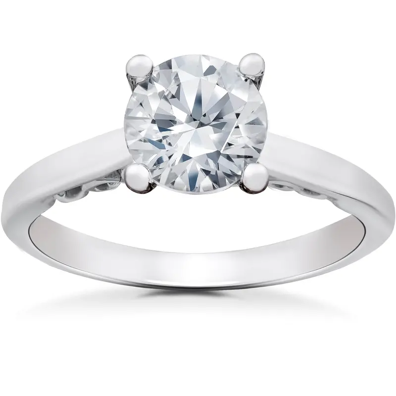 1 1/2 Ct Lab Created Eco Friendly Diamond Gabriella Engagement Ring 14K White Gold Size: 5 1