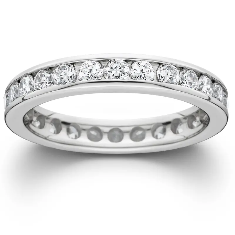 1 1/2Ct Channel Set Diamond Eternity Ring 14K White Gold Lab Grown Wedding Band Size Selectable 1