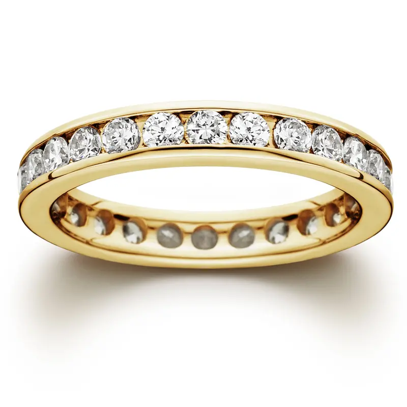 1 1/2Ct Channel Set Diamond Eternity Ring 14K Yellow Gold Size Selectable 1