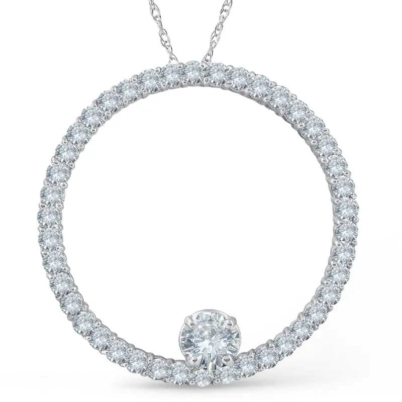 1 1/2Ct Circle Of Life Diamond Pendant 14K White Gold 1