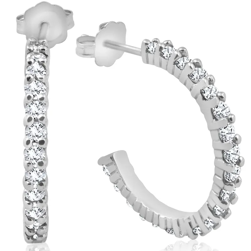 1 1/2Ct Diamond Hoops 14K White Gold 1