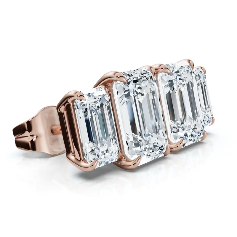 1 1/2Ct Emerald Cut Toi Et Moi Diamond Earrings 14K Gold Lab Grown 1