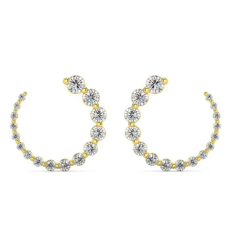 1 1/2Ct Graduated Diamond Circle Earrings 14K Gold Journey Studs Lab Grown 1