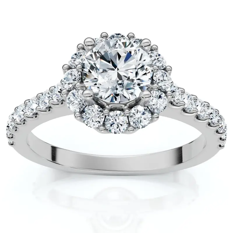 1 1/2Ct Halo Diamond Engagement Ring 14K Gold Lab Grown 4