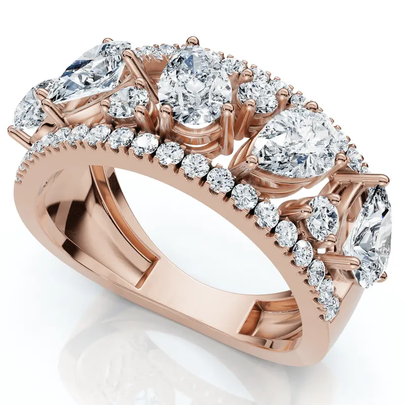1 1/2Ct Multi-Shape Cluster Diamond Anniversary Ring 14K Gold Lab Grown 2