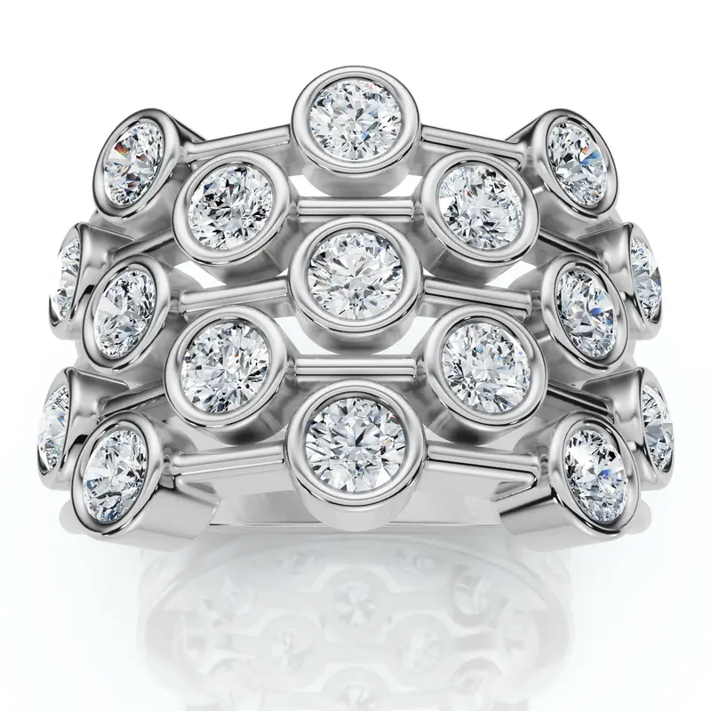 1 1/2Ct Multirow Bezel Diamond Right Hand Ring 10K Gold Lab Grown 1