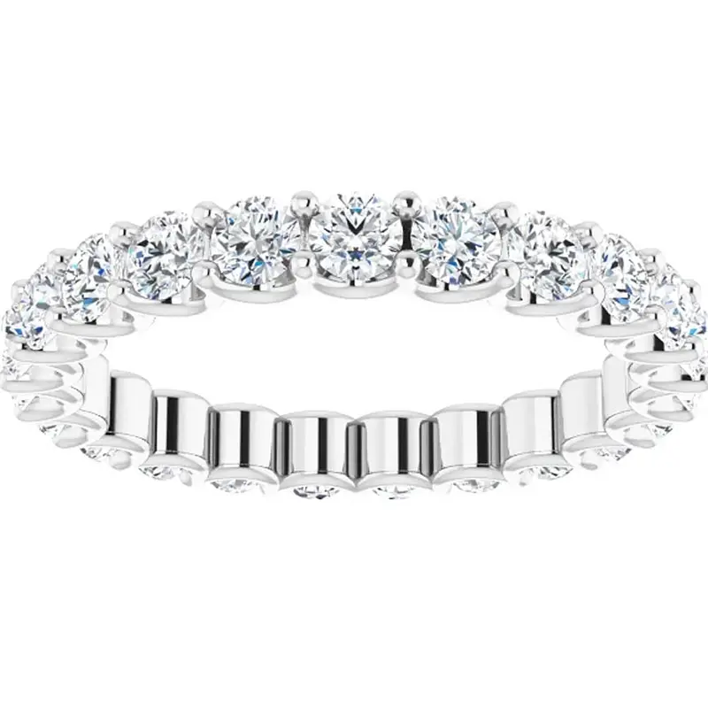 1 1/2Ct Natural Diamond Certified Eternity Ring Wedding 14K White Gold Size 4 Size: 4 1