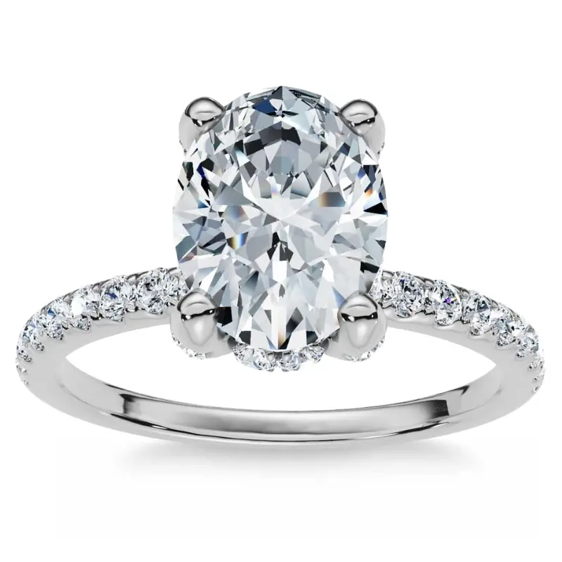 1 1/2Ct Oval Diamond Accents Engagement Ring White Yellow Or Rose Gold Lab Grown 1