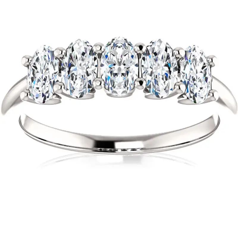1 1/2Ct Oval Moissanite Marquise Wedding Ring In White, Yellow Or Rose Gold 1