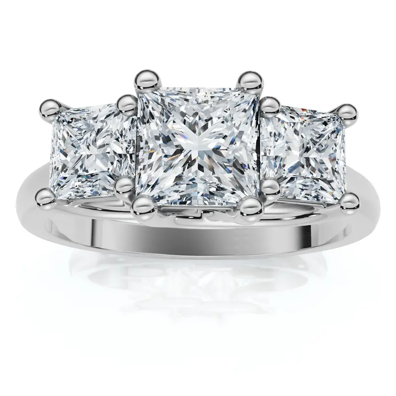 1 1/2Ct Princess Cut Diamond May Engagement 3-Stone Ring 14K Gold Lab Grown 14