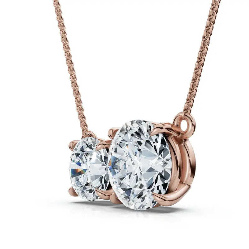 1 1/2Ct Rounds Toi Et Moi Diamond Pendant 14K Gold Or Pt Lab Grown Size: 1/3" Wide 1