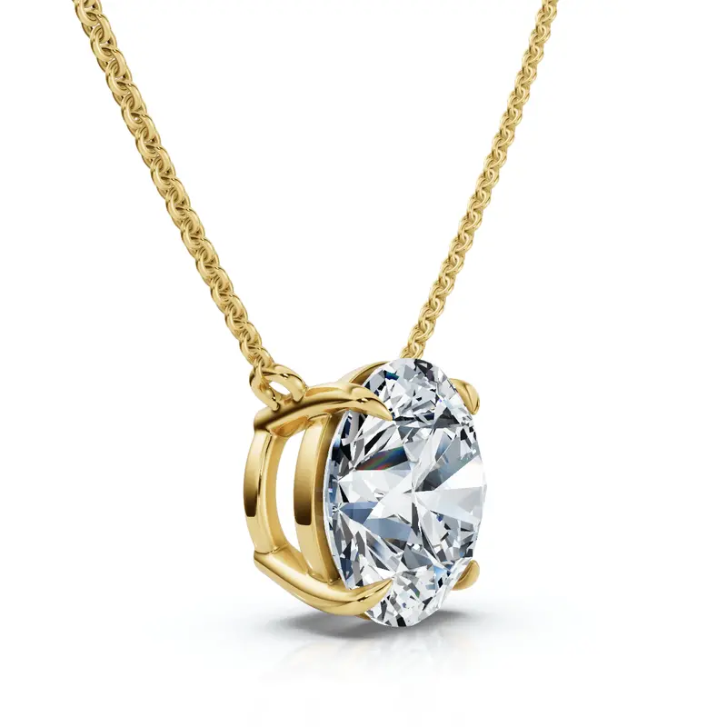1 1/2Ct  Solitaire Diamond Pendant 14K Gold Women's 18" Chain Lab Grown 1