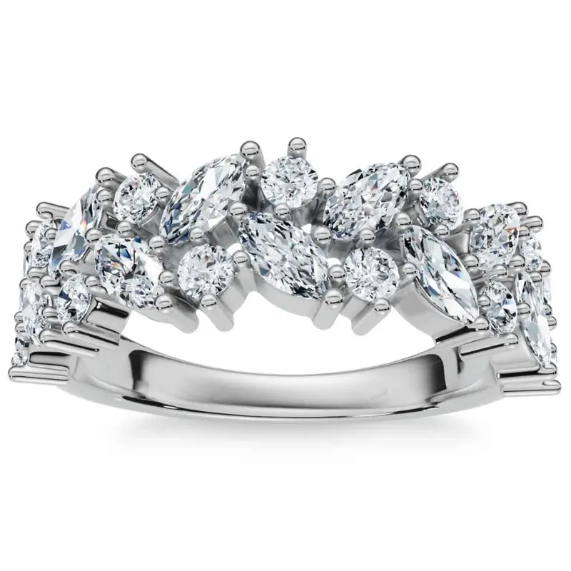 1 1/3Ct Marquise Designed Anniversary Band Cut 14K Gold Lab Grown 1