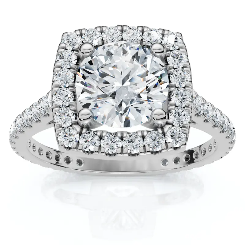 1 1/3Ct Round Halo Diamond Engagement Ring 14K Gold Lab Grown 1