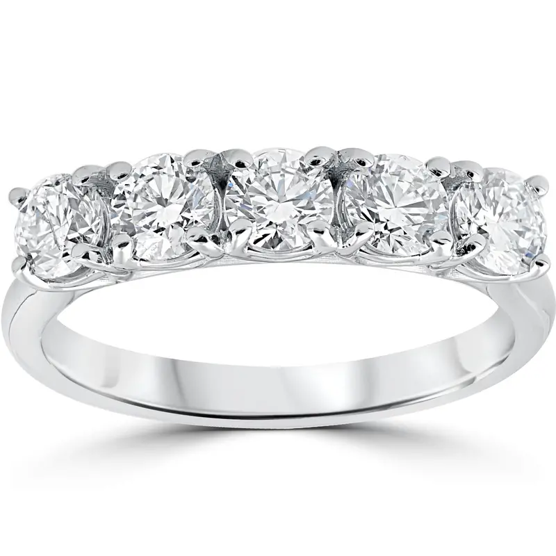 1 1/4 Ct 5-Stone Diamond Trellis Anniversary Ring 14K White Gold 1