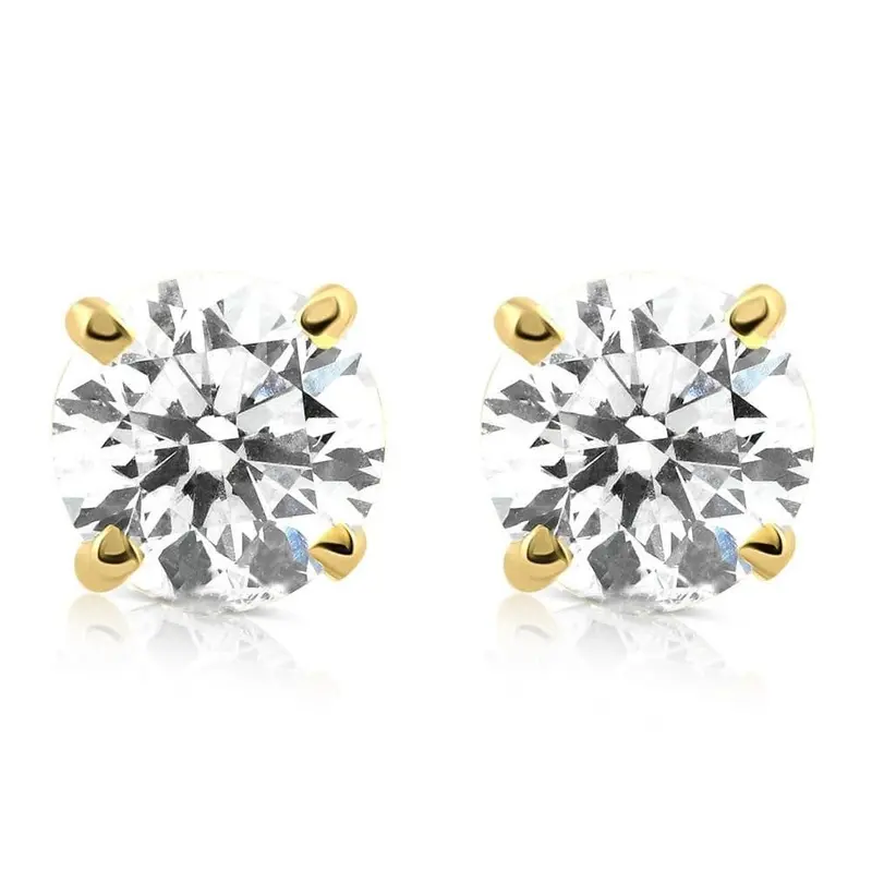 1 1/4Ct Diamond Studs 14K Yellow Gold 1