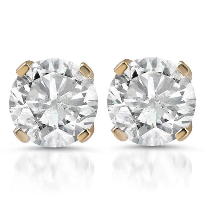1 1/4Ct Diamond Studs 14K Yellow Gold 1