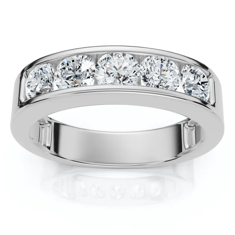 1 1/4Ct Diamond Wedding Ring Channel Set Mens Ring 14K White Gold Size Selectable 1