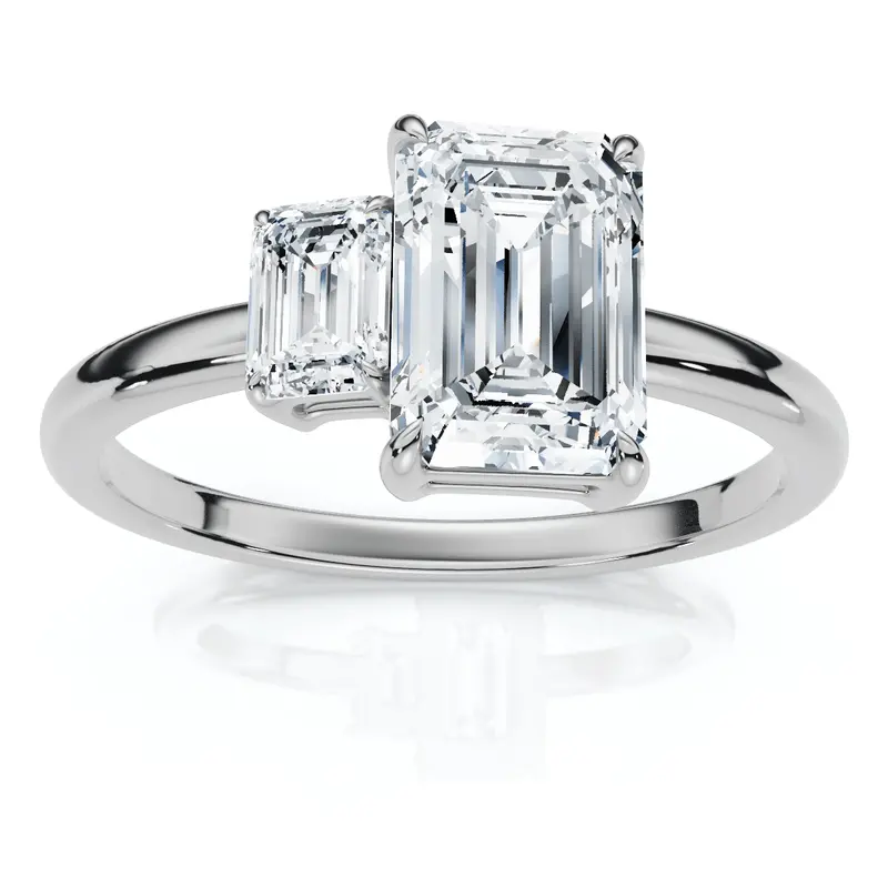 1 1/4Ct Emerald Cut Toi Et Moi Diamond Ring 14K Gold Or Pt Lab Grown 1