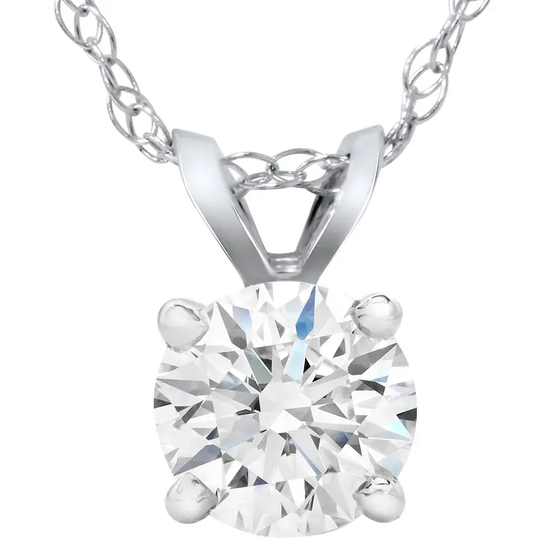 1 1/4Ct Lab Created Diamond Round Solitaire Pendant 14K White Gold 1