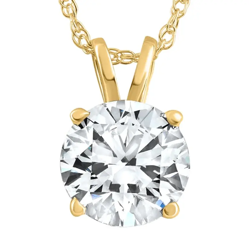 1 1/4Ct Lab Grown Solitaire Diamond Pendant Yellow Gold Necklace 1