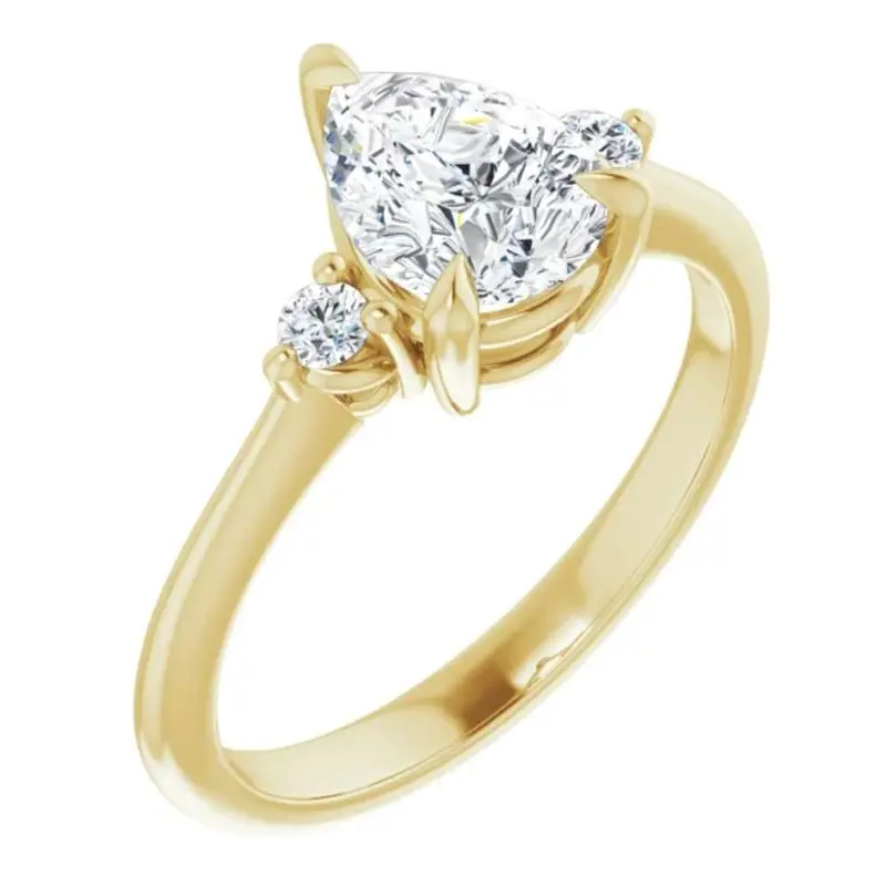 1 1/4Ct Pear Shape Lab Grown Diamond Engagement Ring White Yellow Or Rose Gold 5