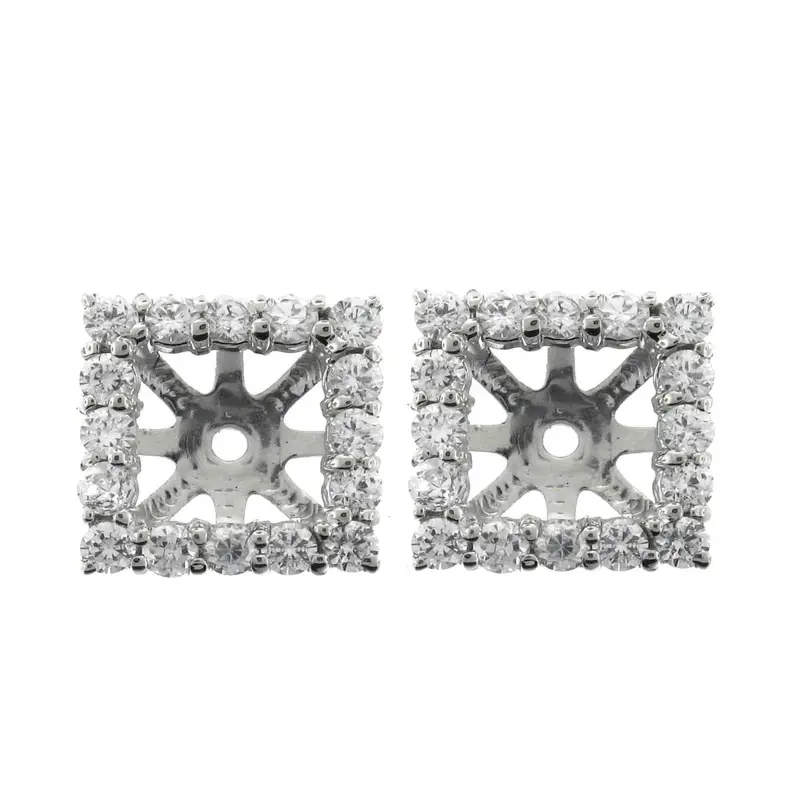 1 1/4Ct Princess Cut Diamond Halo Earring Jackets 14K White Gold (Up To 6Mm) 1