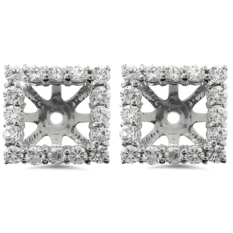 1 1/4Ct Princess Cut Diamond Halo Earring Jackets White Gold (5.5-6Mm) 1