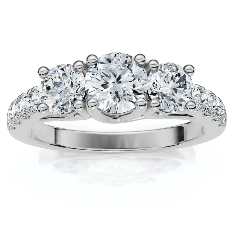 1 1/4Ct Three Stone Diamond Engagement Ring 14K Gold Or Platinum Lab Grown 1