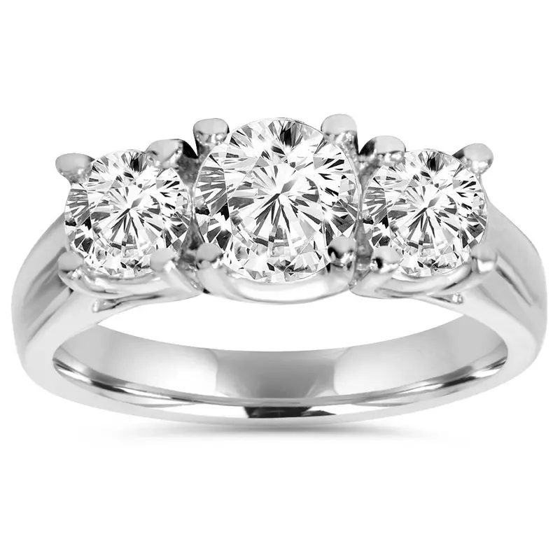 1 1/4Ct Three Stone Diamond Engagement Ring Platinum Size Selectable 1