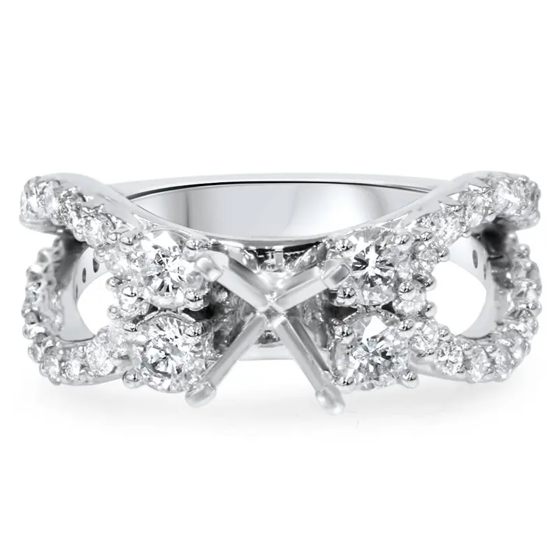 1 1/5Ct Diamond Engagement Ring Setting 14K White Gold Size Selectable 1