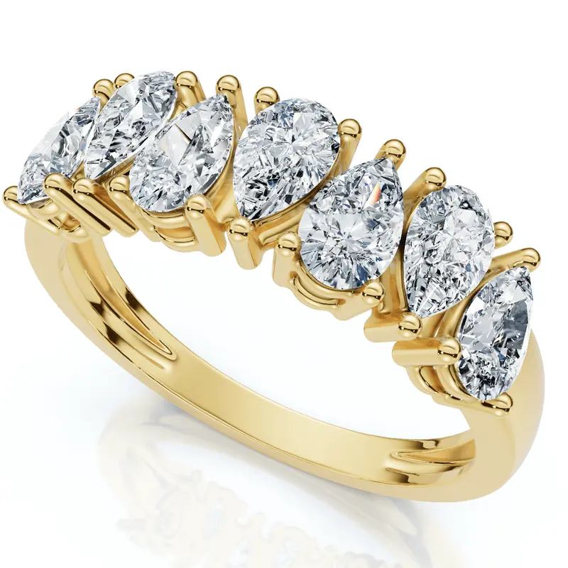 1 1/5Ct Pear Shape Diamond Wedding Anniversary Ring 14K Gold Lab Grown Ef/Vs 1