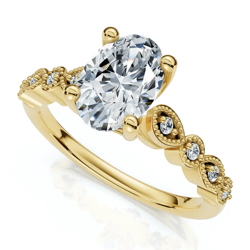 1.10 - 6.10Ct Oval Diamond Engagement Ring 14K Gold Lab Grown 1