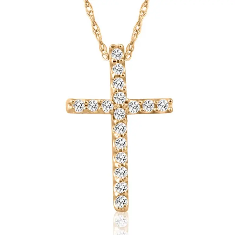 1/10Ct Diamond Cross Pendant 10K Yellow Gold 1