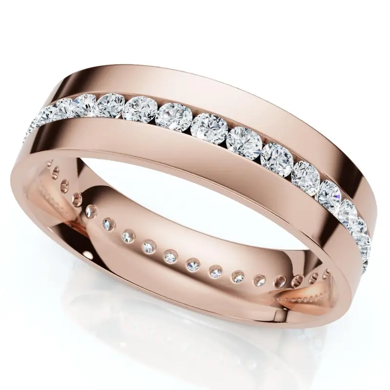 1.10Ct Diamond Eternity Men's Wedding Ring Polished Band 14K Gold Lab Grown 1