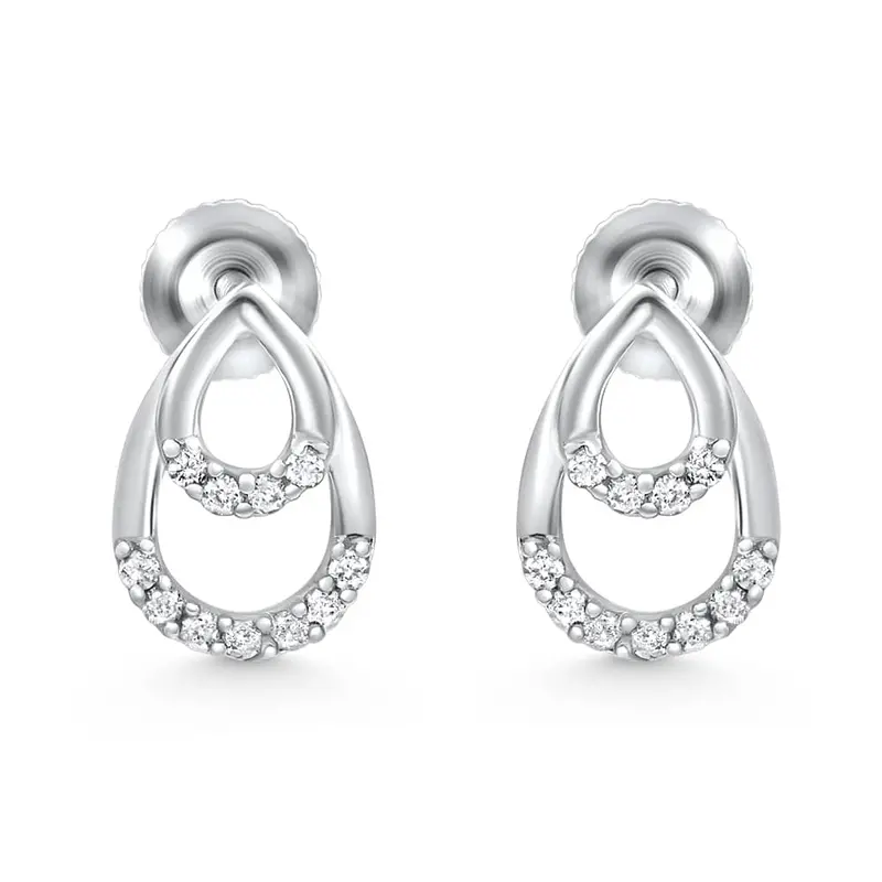 1/10Ct Diamond Pear Shape Dangle Petite Earrings 14K White Gold 1