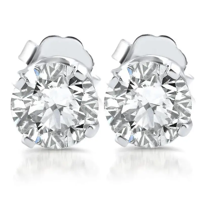 1.10Ct Diamond Studs 14K White Gold Clarity Enhanced 1