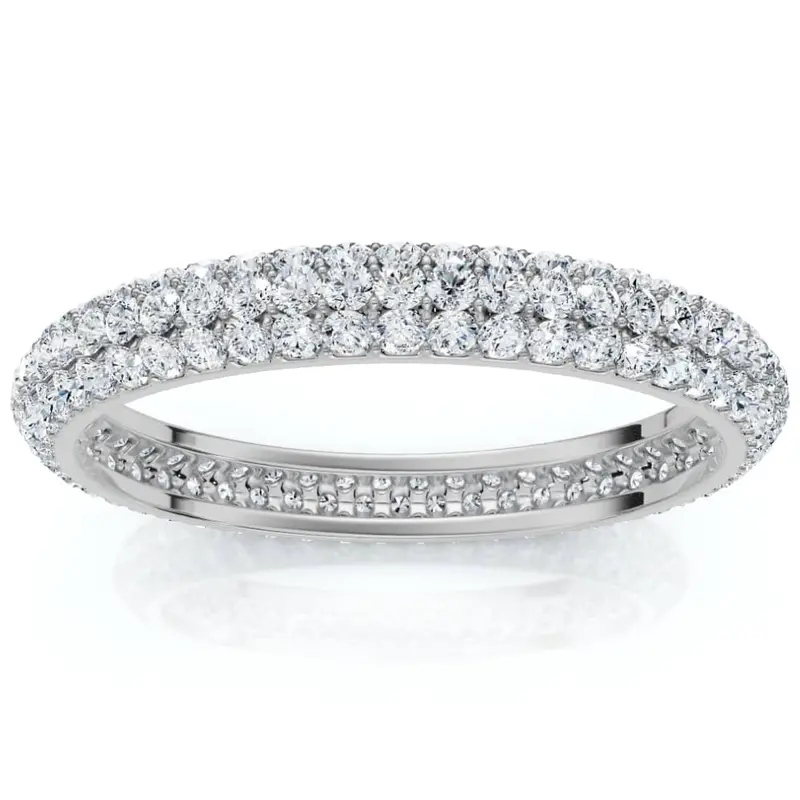 1.10Ct Pave Diamond Eternity Wedding Ring 14K White Gold Lab Grown Size Selectable 1