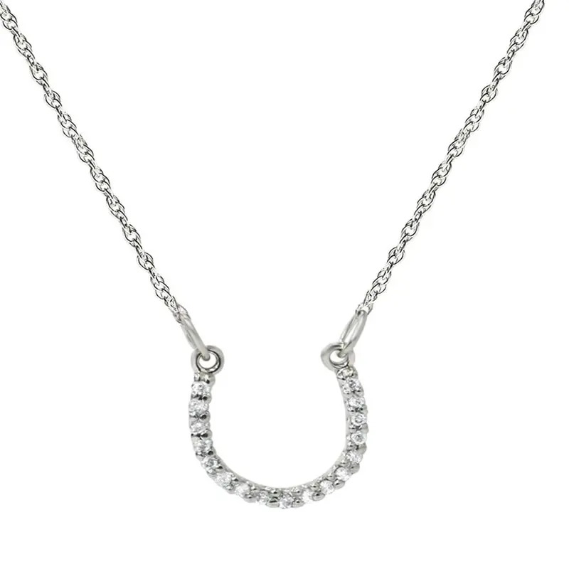 1/10Ct Petite 14K White Gold Diamond Horseshoe Pendant 1