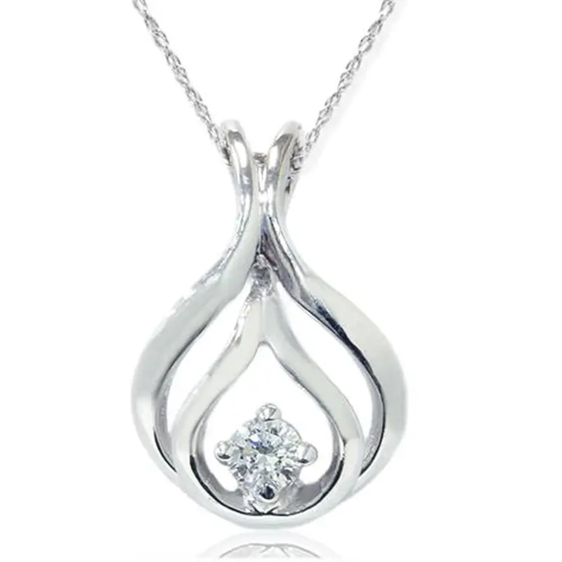 1/10Ct Solitaire Diamond Pendant 14K White Gold 1