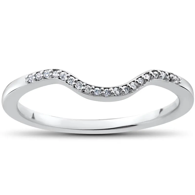 1/16 Ct Lab Created Diamond Aria Wedding Curved Contour Ring 28