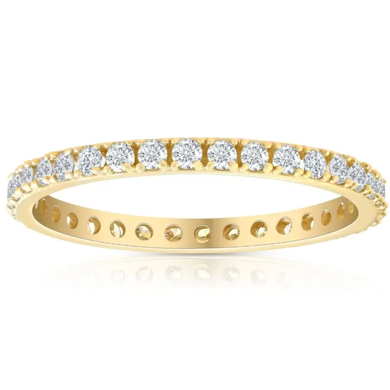 1/2 Ct Diamond Eternity Ring 10K Yellow Gold Womens Stackable Anniversary Band 1
