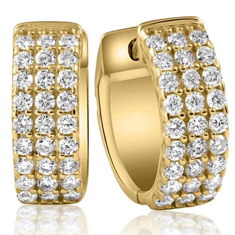 1/2 Ct Diamond  Hoops Women's Earrings 10K Yellow Gold 1